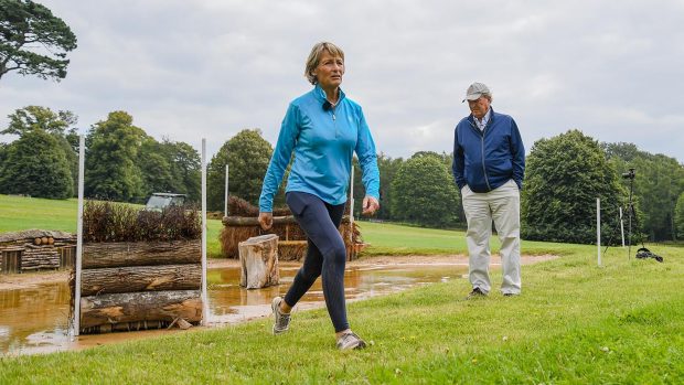 MaryKing walks the Chedington Bicton Horse Trials cross-country course with course designer Mark Phillips