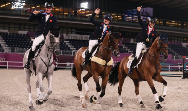 How to watch the Olympics: the gold medal-winning British eventing team pictured on their lap of honour in Tokyo