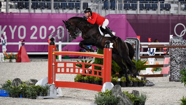 Jerome Guery riding Quel Homme De Hus in the Olympic team showjumping final at the Tokyo 2020 Olympic Games