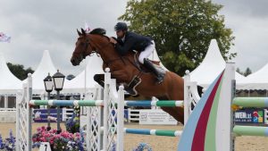 Ben Walker and Fygo Von D'Ouwe Grint win the national speed horse final at the British Showjumping national championships