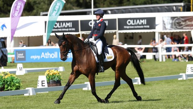Nicola Wilson is the overnight leader in the CCI 4* L at the 2021 Land Rover Blair Castle Horse Trials on a dressage score of 29.4