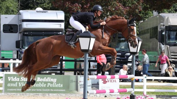 Monica Ballard and Cartier 666 win the British novice final at the British Showjumping national championships 2021