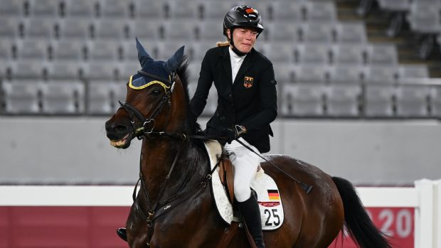 Annika Schleu in the Tokyo Olympics pentathlon