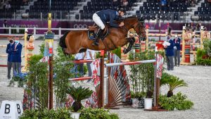 Peder Fredricson riding H&M All In during the Olympic team showjumping final at the Tokyo 2020 Olympic Games