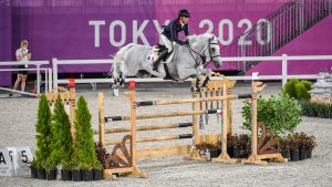 Simon Delestre riding Berlux Z in the Olympic showjumping team qualifier at the Tokyo 2020 Olympic Games