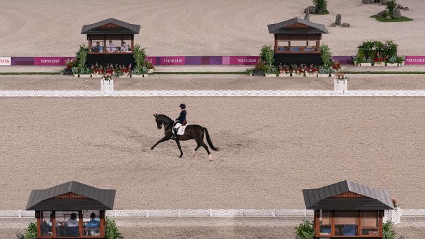 Sophie Wells riding Don Cara M at the Tokyo 2020 Paralympics dressage