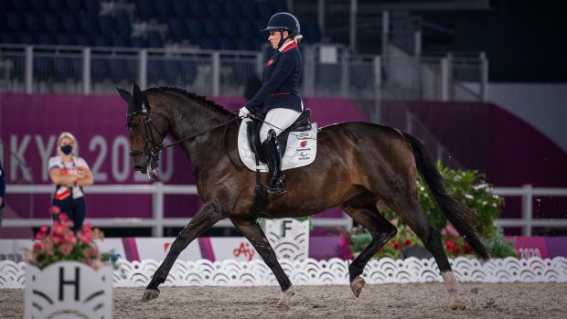 Natasha Baker riding Keystone Dawn Chorus in the Tokyo Paralympics dressage team competition