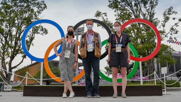 H&H's Polly Bryan, Peter Nixon and Pippa Roome at the Yokyo Olympics
