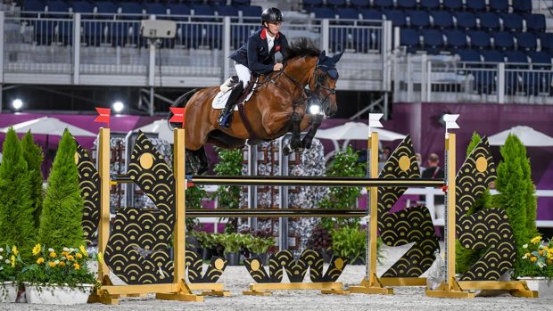 Tom McEwen and Toledo De Kerser jump to win the Olympic eventing individual silver medal in the Olympic eventing at Tokyo 2020