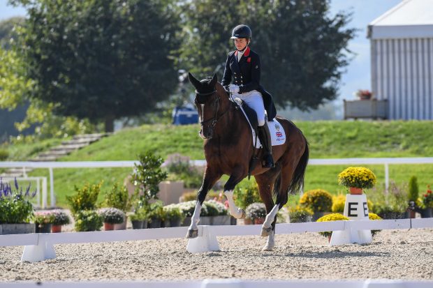 European Eventing Championships dressage: Izzy TAYLOR (GBR) riding Monkeying Around during the dressage phase at the FEI Eventing European Championships at Avenches held at IENA in Switzerland between the 23-26 September 2021