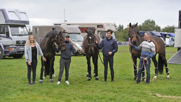 National dressage championships: L-R Cat Austen, Last Gift, Ashley Jenkins, Kensington, Josh Kehoe, His Highness Dan Greenwood