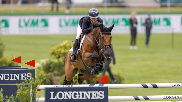 Emily Moffit and Winning Good in the first round of the European Showjumping Championships in Riesenbeck