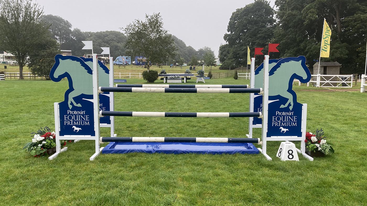 Bicton Horse Trials showjumping course: fence 8