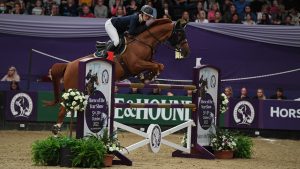 Harriet Biddick riding Night of Glory O.L., winner of the Accumulator at HOYS 2021