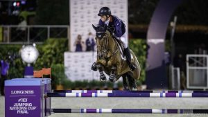 Harry Charles and Romeo 88 jump clear for Great Britain in round one of the Nations Cup Final in Barcelona, Spain