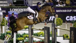 Emily Moffitt on Winning Good jumping clear in the Challenge Cup at the Nations Cup Final in Barcelona, Spain