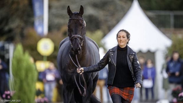 Pau Horse Trials dressage times: defending champion Laura Collett pictured with her 2021 ride, Dacapo