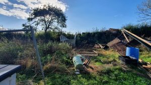 Debris from the stables scattered on neighbouring allotments