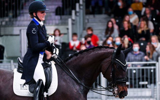 Nanna Merrald and Atterupgaards Orthilia eliminated from the London Horse Show dressage freestyle under blood rules