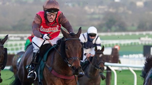 Dolphin Square ridden by David Maxwell on the way to winning the Paddy Power Handicap Hurdle at Cheltenham Racecourse on New Year’s Day.