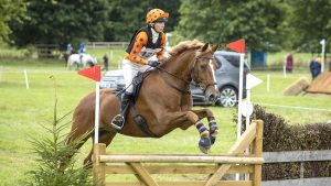 Rider wearing cross-country colours