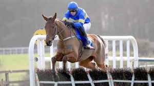Dysart Dynamo 2HFEYAA Dysart Dynamo ridden by Paul Townend jump the last to win the first race at Punchestown Racecourse in County Kildare, Ireland. Picture date: Sunday January 16, 2022.
