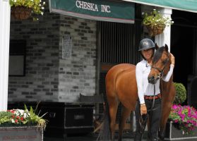 Cara Cheska with a pony recently imported from Europe