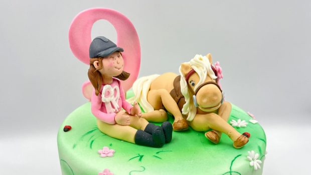 Horse and rider fondant model cake toppers