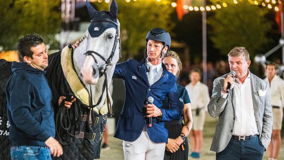 Stephan Conter (right) at the retirement ceremony for Cornet D'Amour