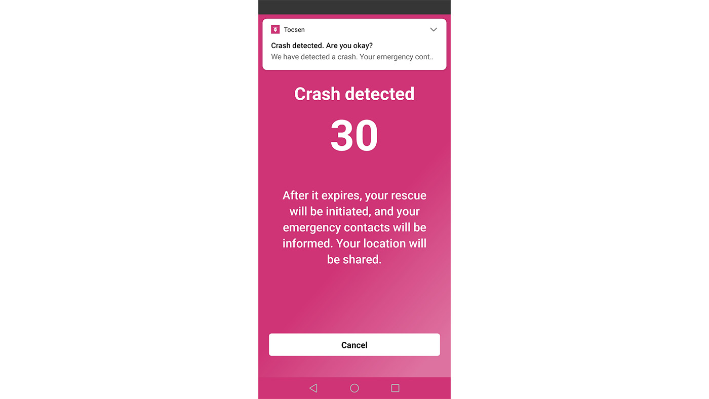 Uvex Tocsen Crash Sensor app screenshot