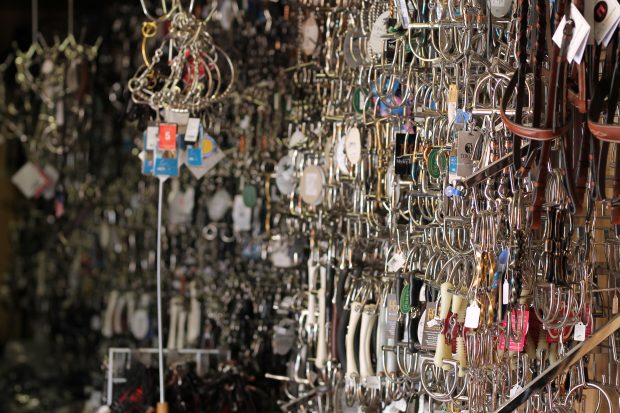 Some 300 bits adorn the bit wall at the Winter Equestrian Festival