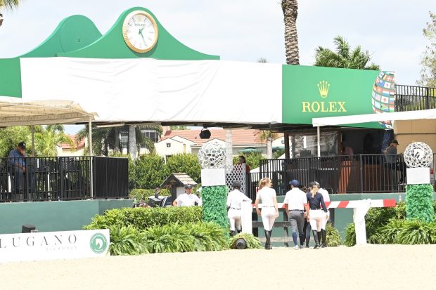 The name Palm Beach International Equestrian Festival is covered ready for the new name to be announced