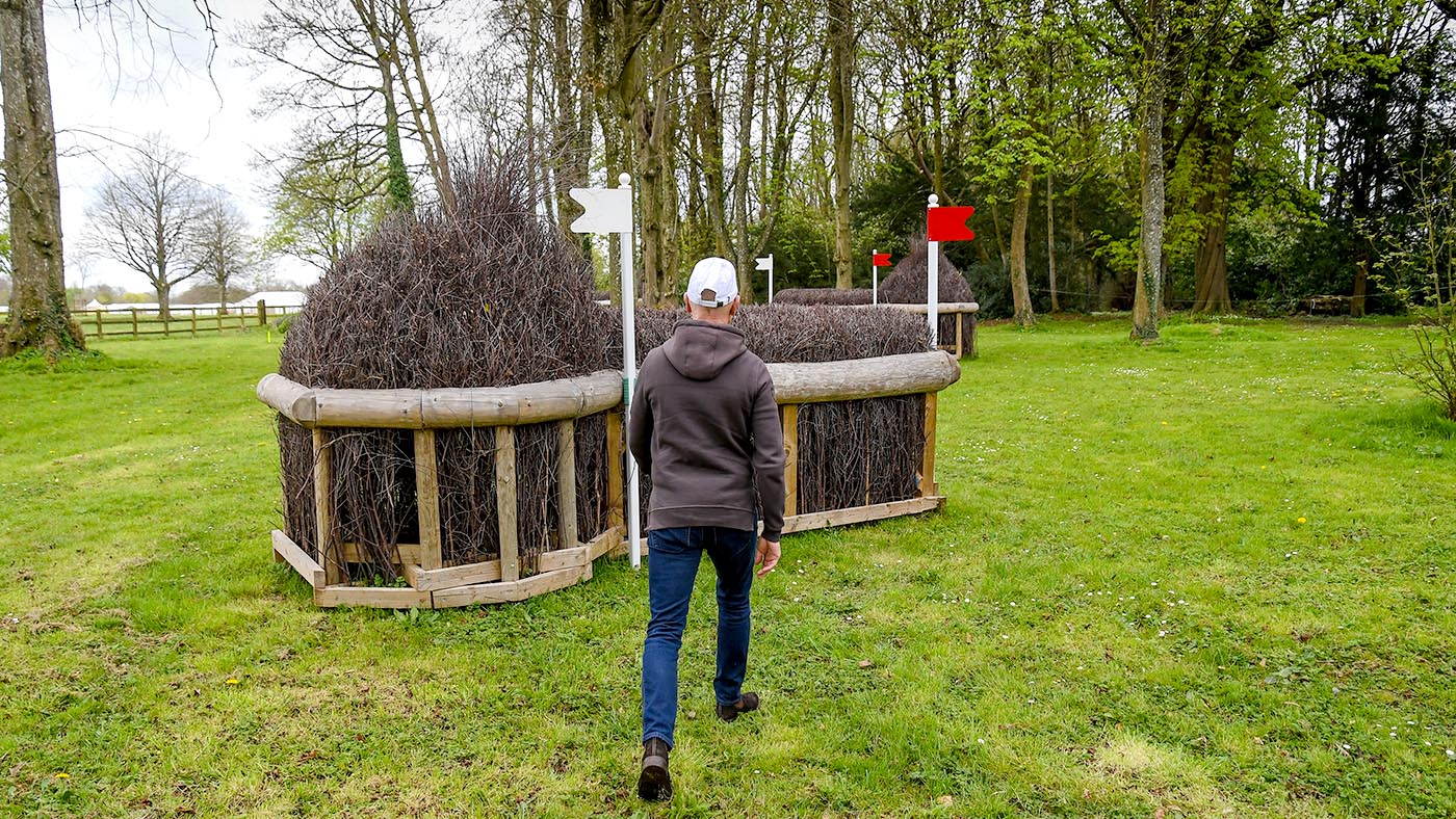 Badminton Horse Trials cross-country course - Andrew Hoy at fence 6abc