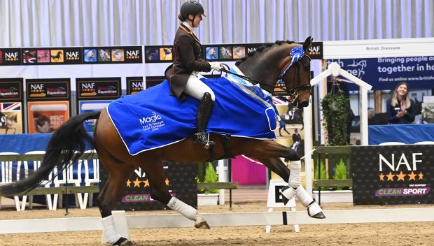 Becky Moody and Jagerbomb win the Magic PSG at the Winter Dressage Championships 2022