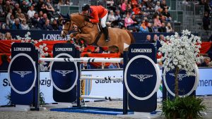 McLain Ward and Contagious during round two of the Jumping World Cup Final 2022