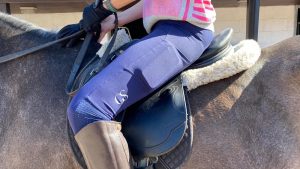 GS Dexterity riding tights worn in the saddle