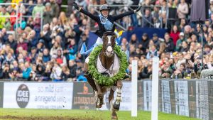 Cassandra Orschel of Poland riding Dacara E to win the Hamburg Derby 2022