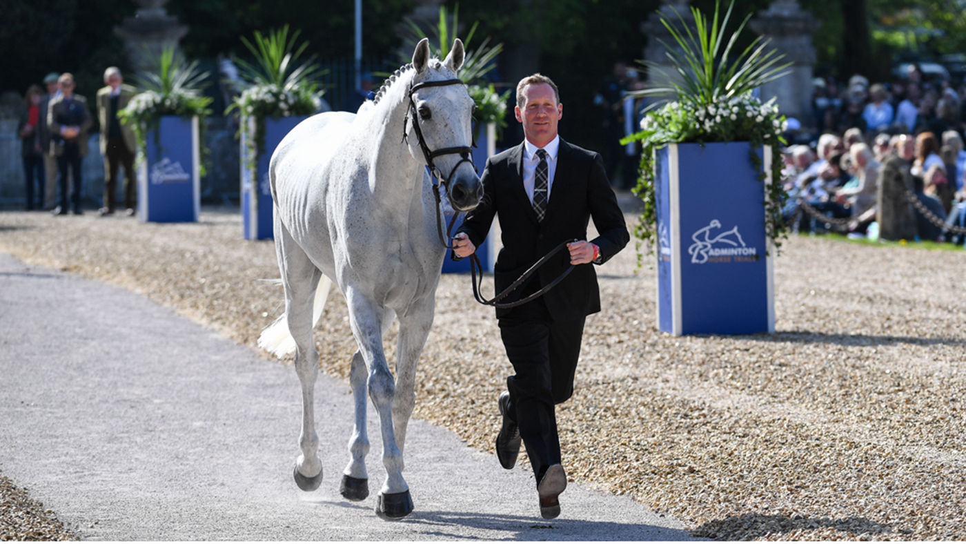 Badminton Horse Trials trot-up fashion: Oliver Townend and Swallow Springs