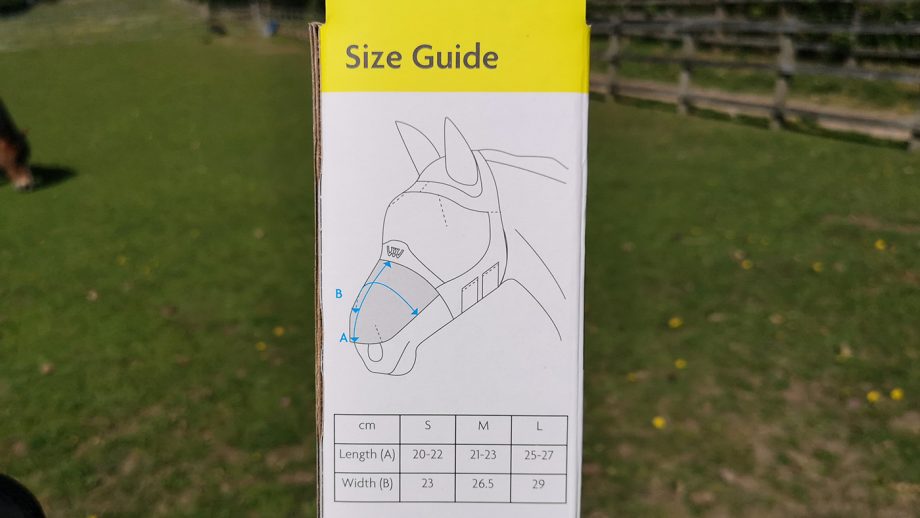 Woof Wear UV Fly Mask nose size guide