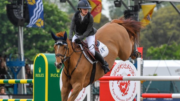 Sienna Charles and Chinta Van Geluut Z jumping at Royal Windsor