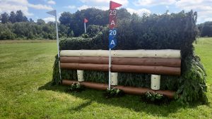 Luhmuhlen Horse Trials cross country course fence 29a, where a dog ran onto the course and resulted in Tom McEwen and Bob Chaplin being pushed off their line