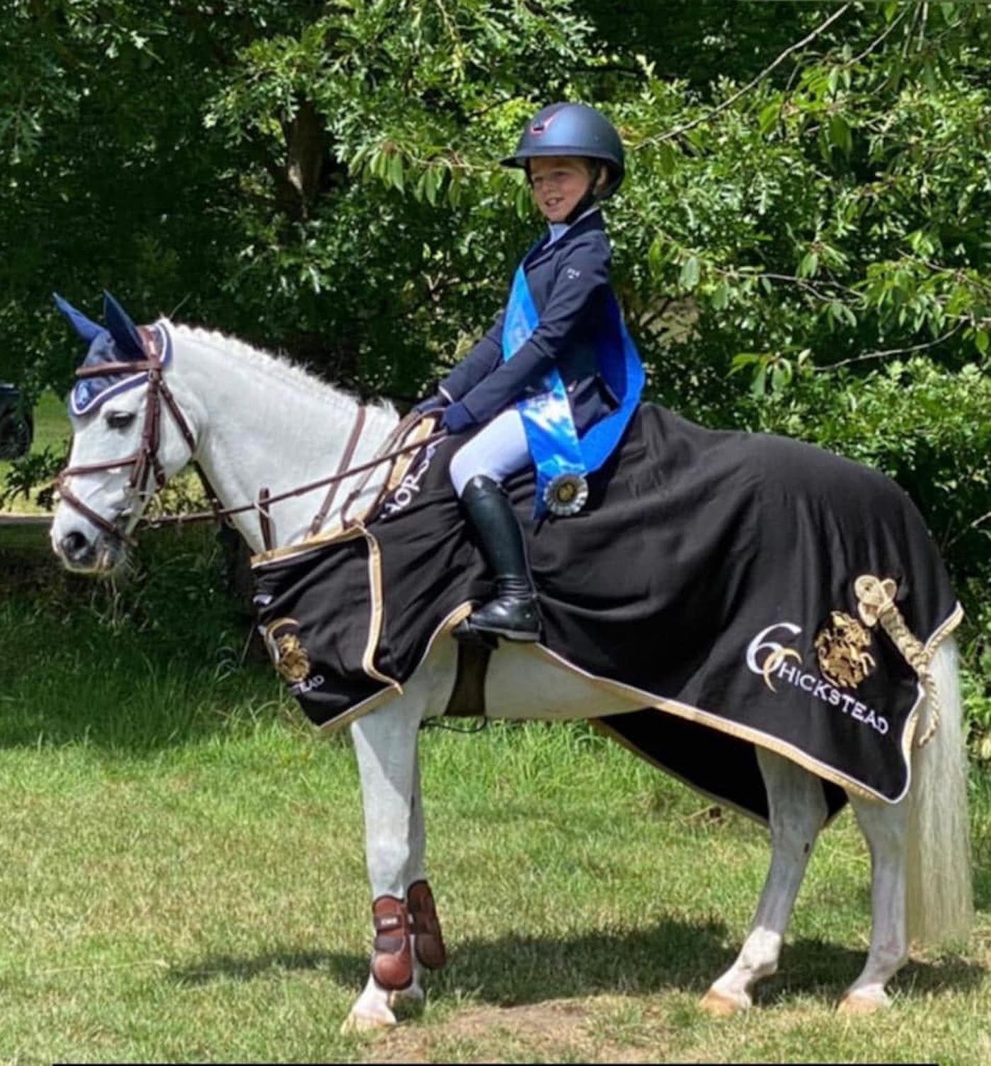 Young showjumper Annabel Widdowson pictured on pony Another Victory following their win at Hickstead