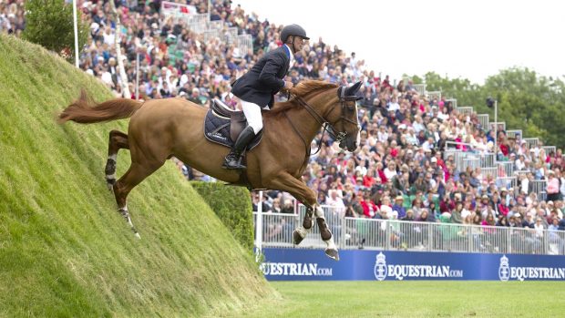 Hickstead Derby meeting – a competitor on the bank