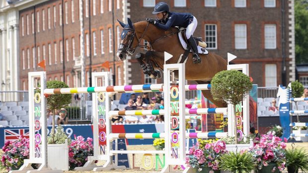 Jessica Springsteen competing at the London GCT at Royal Hospital Chelsea