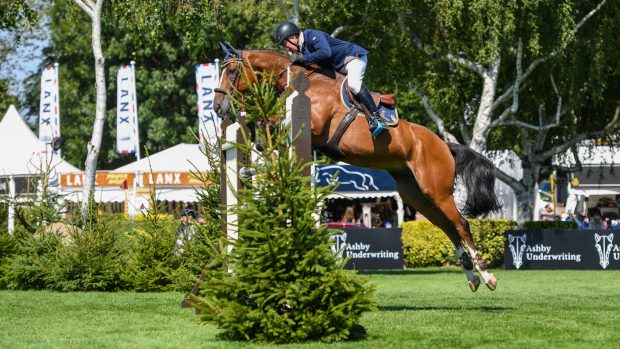 John Whitaker and Sharid winning the Royal International Stakes at the Royal International Horse Show