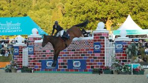 Mark Edwards and Montreuxs Tale on their way to winning the Bolesworth puissance.