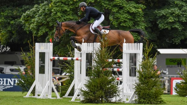 Trevor Breen and Gonzalo jumping in the Longines King George V Gold Cup at the Royal International at Hickstead