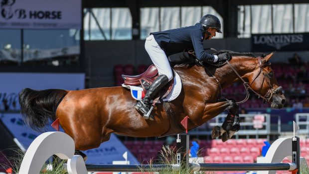 Julien Epaillard competing at the World Showjumping Championships in Herning, Denmark