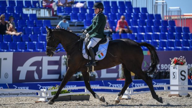 Rosemary Gaffen leads the way for Ireland in the grade IV at the World Para Dressage Championships