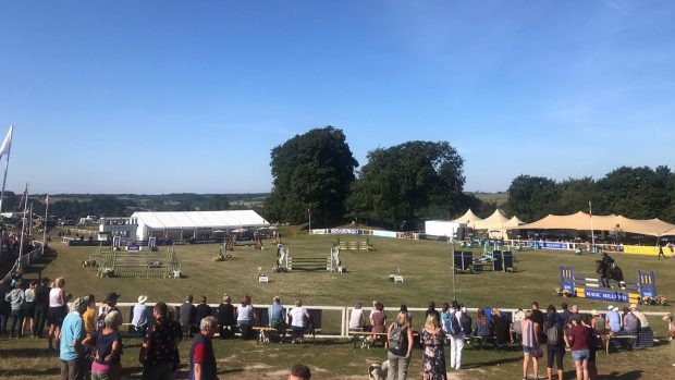 Gatcombe Horse Trials British novice championship showjumping arena